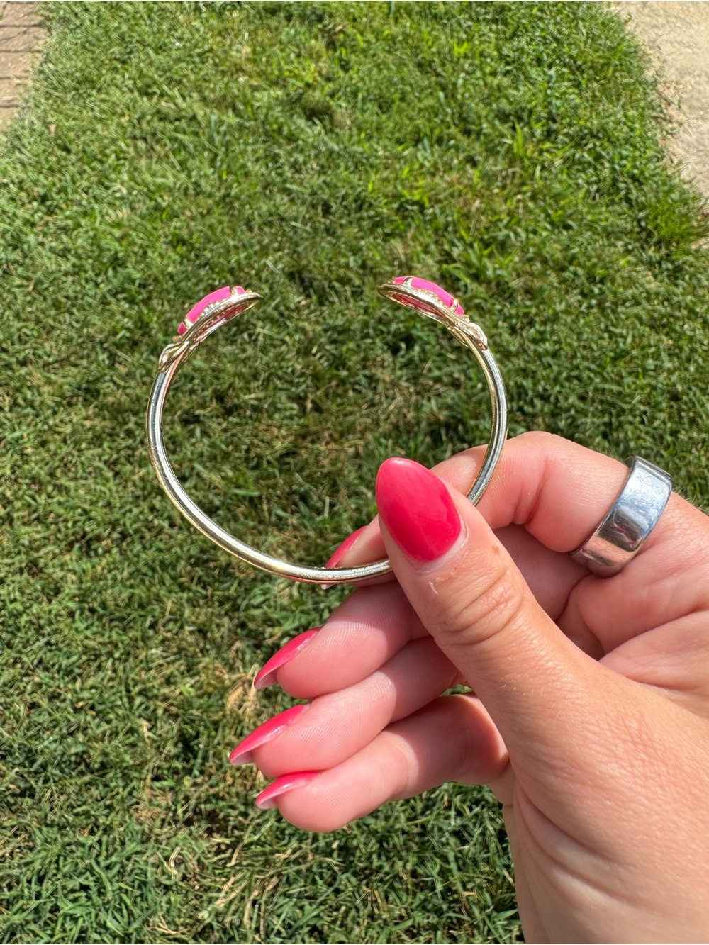 Kendra Scott Gold Open Cuff Bracelet with Pink Stones - Picture 3 of 4